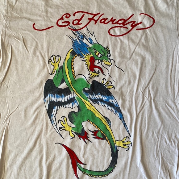 ❤️ Ed Hardy by Christian Audigier Dragon Logo Tee Size Large - Picture 3 of 10